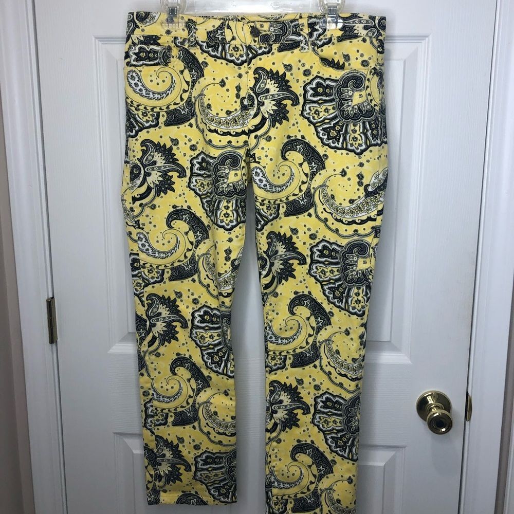 Ralph Lauren LRL Lauren Jeans yellow paisley print capris pants jeans, size 10 - Picture 2 of 14